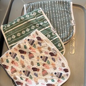 Patterned Kids Bib Set - Green, White, Multicolor